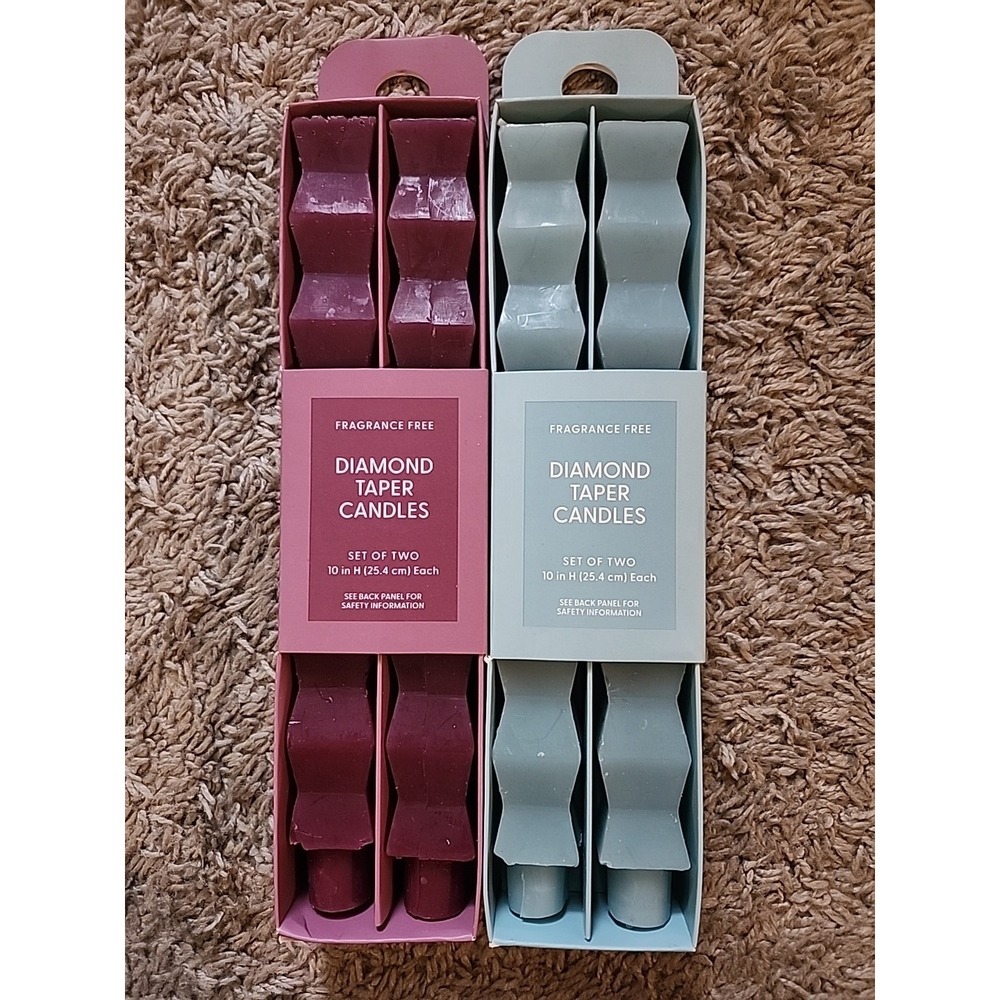 Room Essentials Taper Candles Set Wavy And Diamond 4 Pc Set